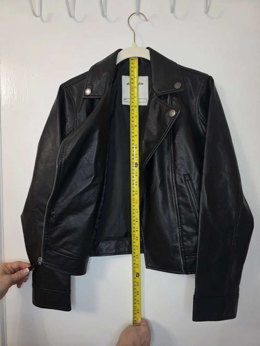 Abercrombie Kids Black Faux Leather Jacket with Zip Details
